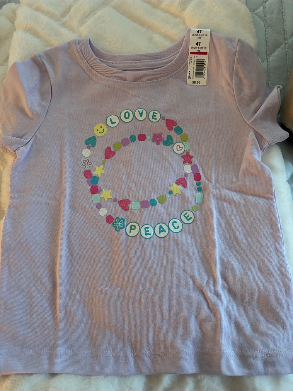 Kids Lavender 'Love Peace' Short Sleeve Tee